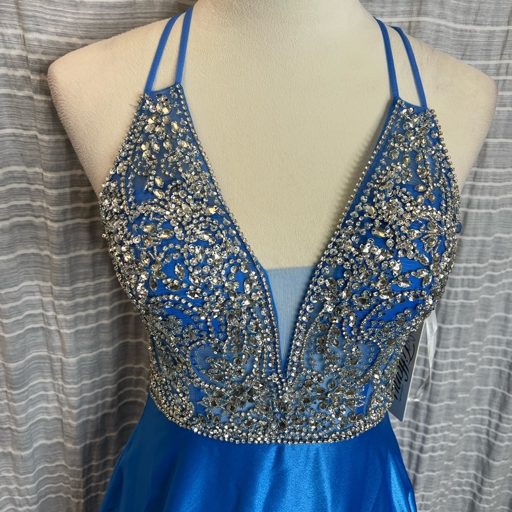 Tiffany Designs Blue and Silver Prom Dress - Picture 4 of 7